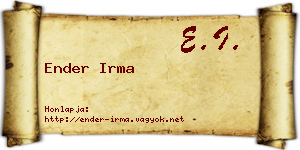 Ender Irma névjegykártya
